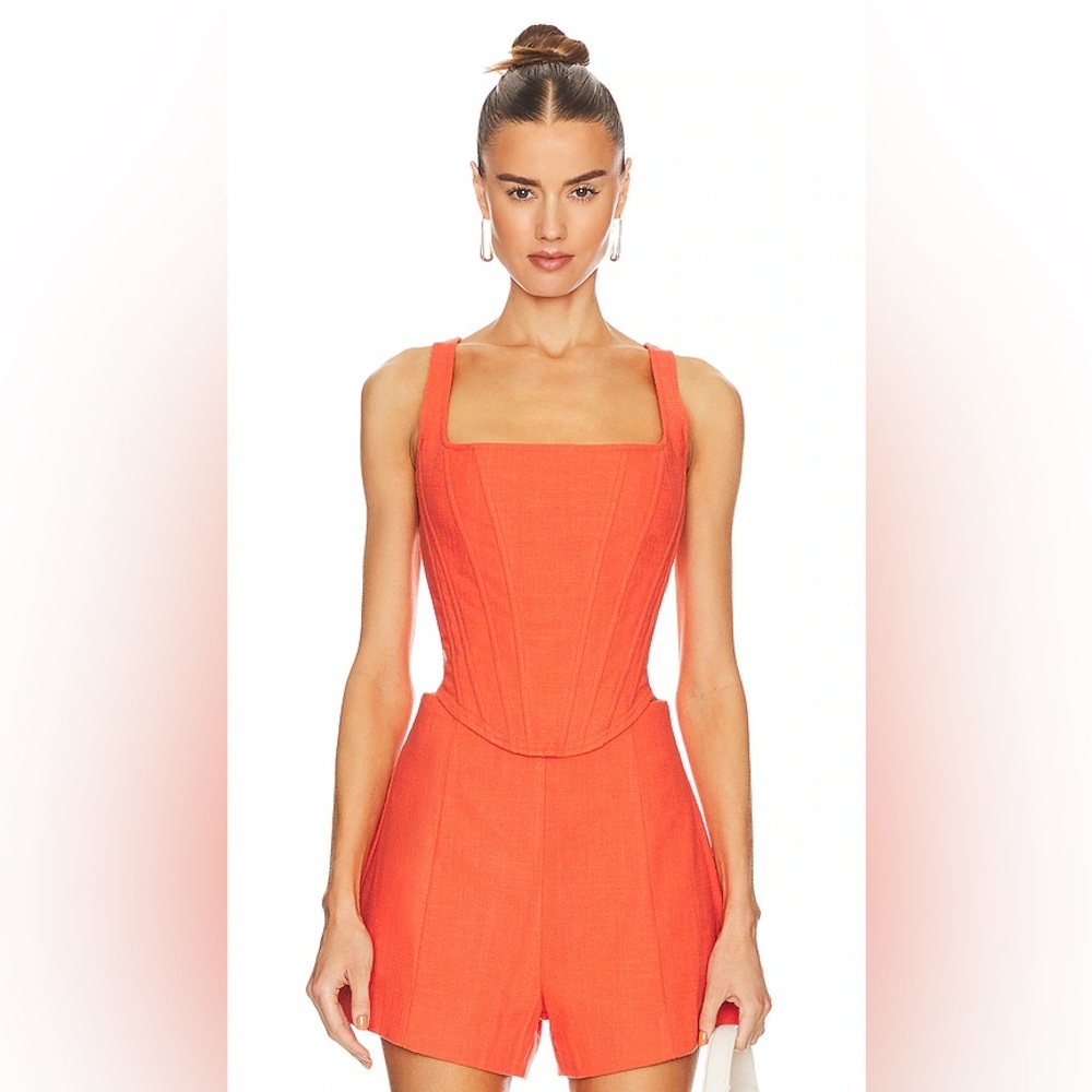 Orange Sleeveless Women's Romper AURETA